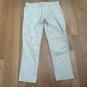 Rhone Commuter Pants Men 36 Beige Straight Leg Performance Dress Travel Golf EUC